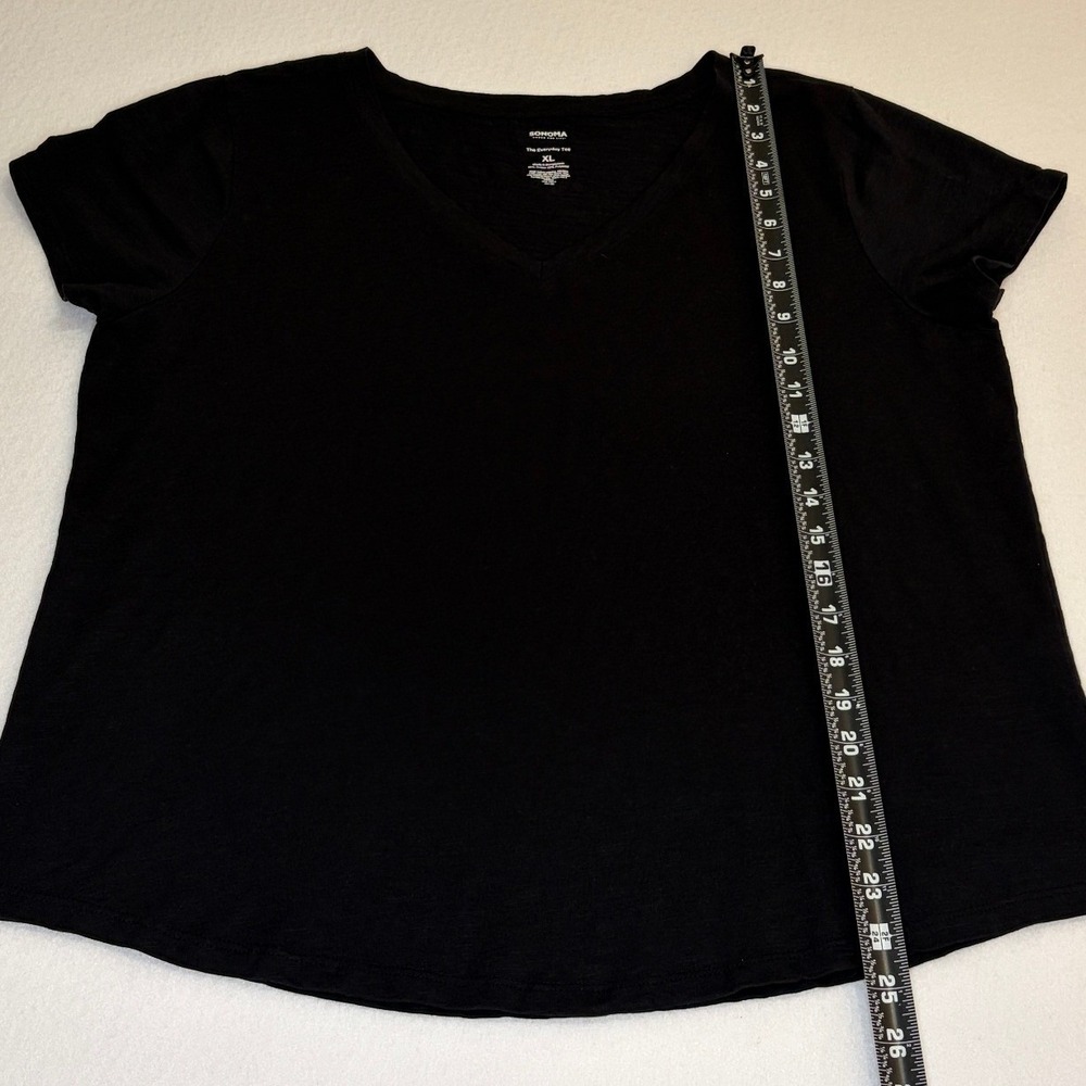 Sonoma Goods for Life The Everyday Tee Black V-Neck Short Sleeve Shirt XL - Picture 5 of 5